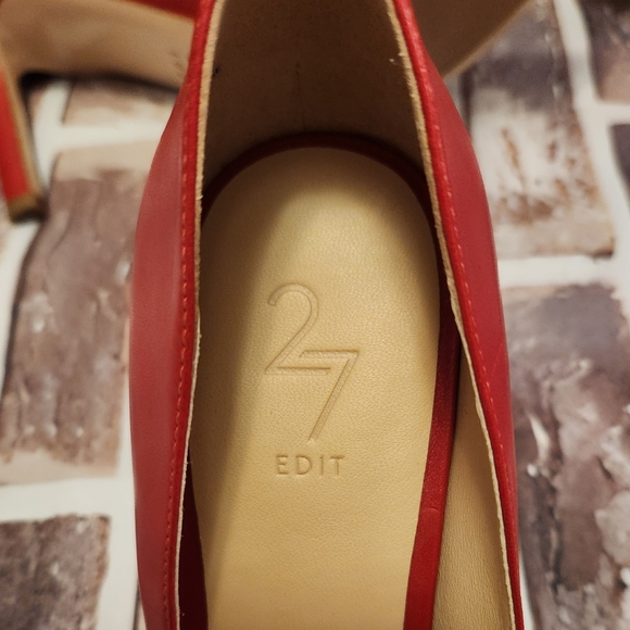 27 Edit Red Leather Pointed Toe Pumps Size 6 - Picture 9 of 10